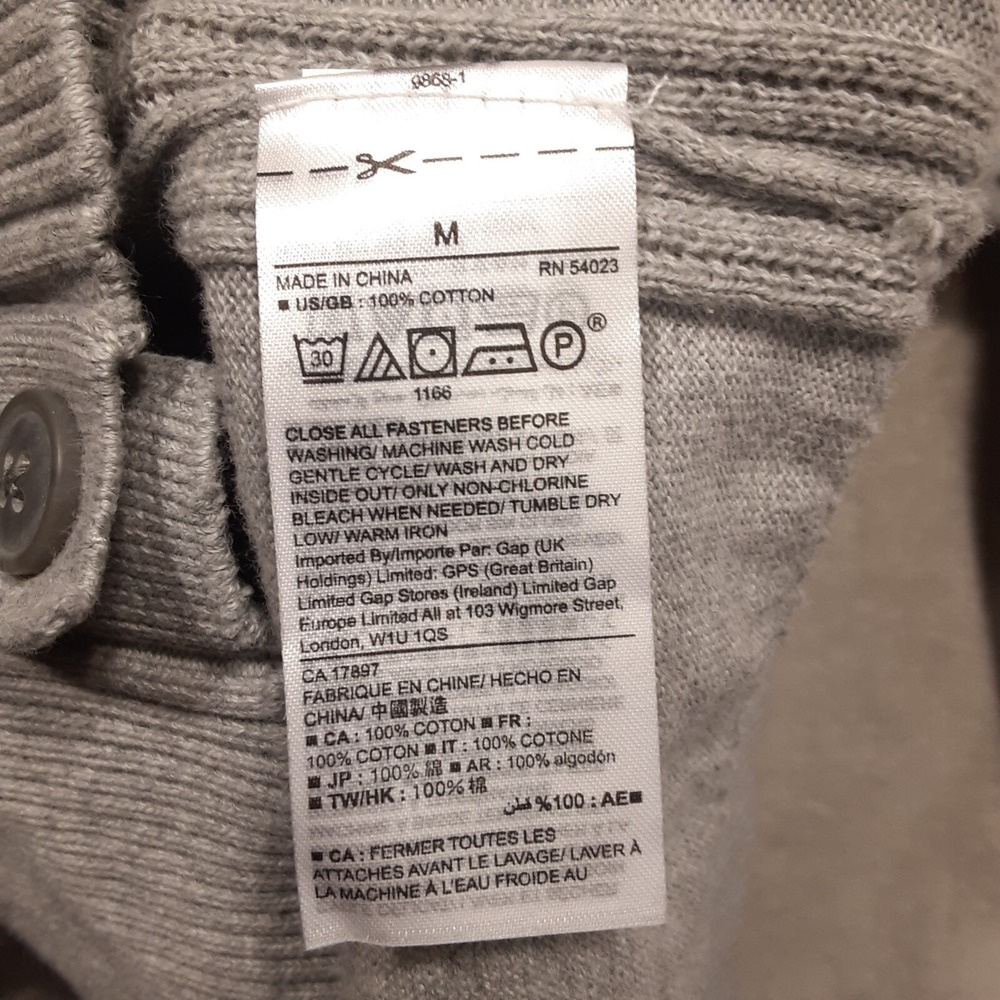 Gap Mens Cardigan Button Down Sweater Sz.Med./Gray Heather/Gap for Good - Picture 5 of 8